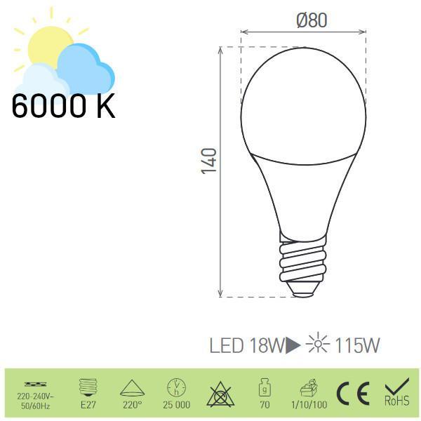 DAISY LED A80  18W E27 CW