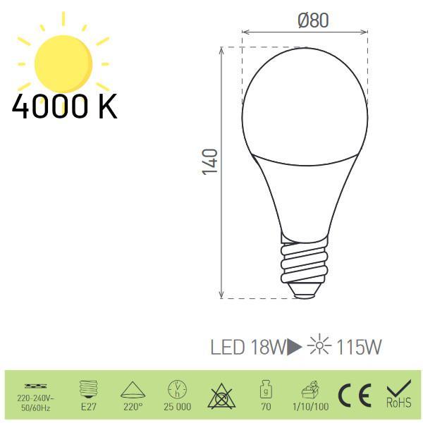 DAISY LED A80  18W E27 NW