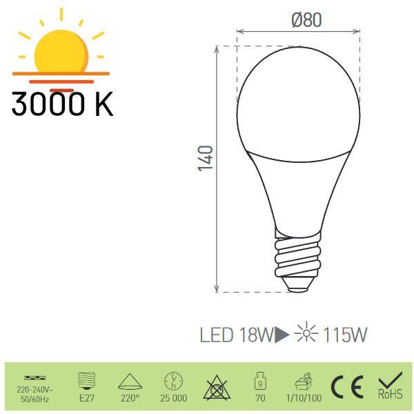DAISY LED A80  18W E27 WW