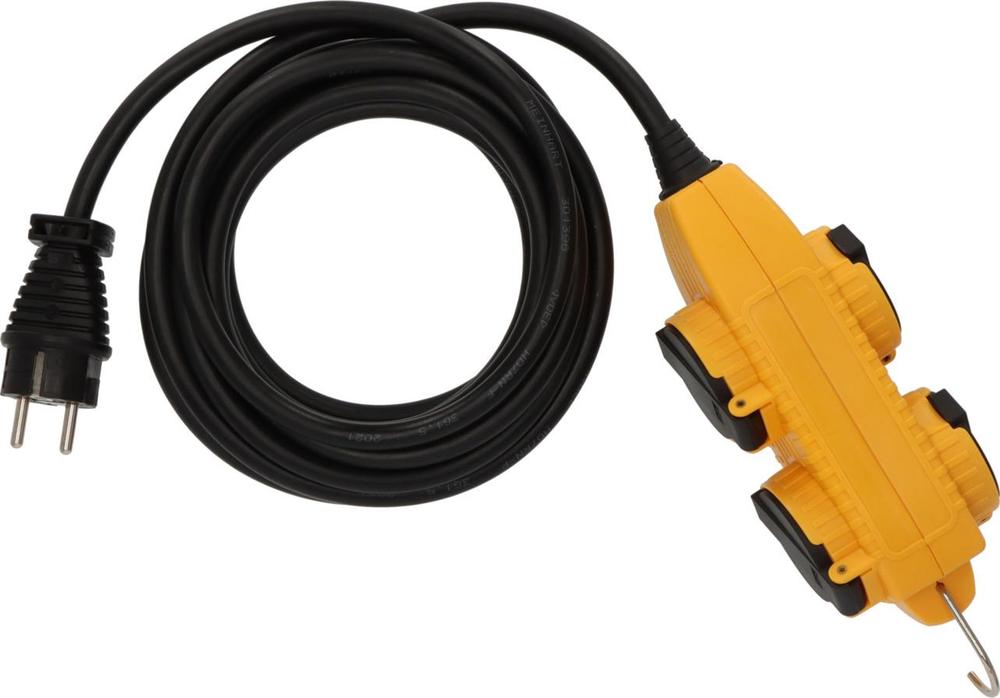 Prodlužovák 5m s powerblockem 4zásuvka H07RN-F 3G1,5 (IP44)
