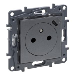 863438 NILOE S.ZÁSUV.2P+T/USB C OCEL