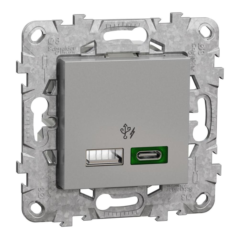 Unica - Dvojité rychlonabíjecí USB A+C (45W), Aluminium