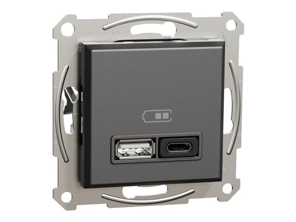 Asfora - Dvojitá USB A+C rychlonabíječka 3A 45W, antracit