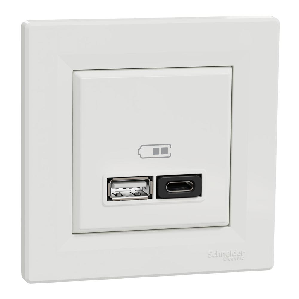 Asfora - Dvojitá USB A+C rychlonabíječka 3A 45W, bílá