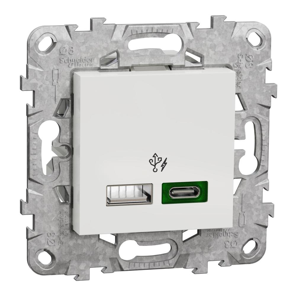 Unica - Dvojité rychlonabíjecí USB A+C (45W), Bílá