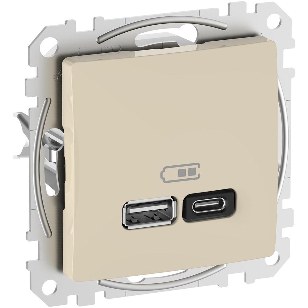 Sedna D/E - Dvojitá USB A+C rychlonabíječka 3A 45W, Béžová