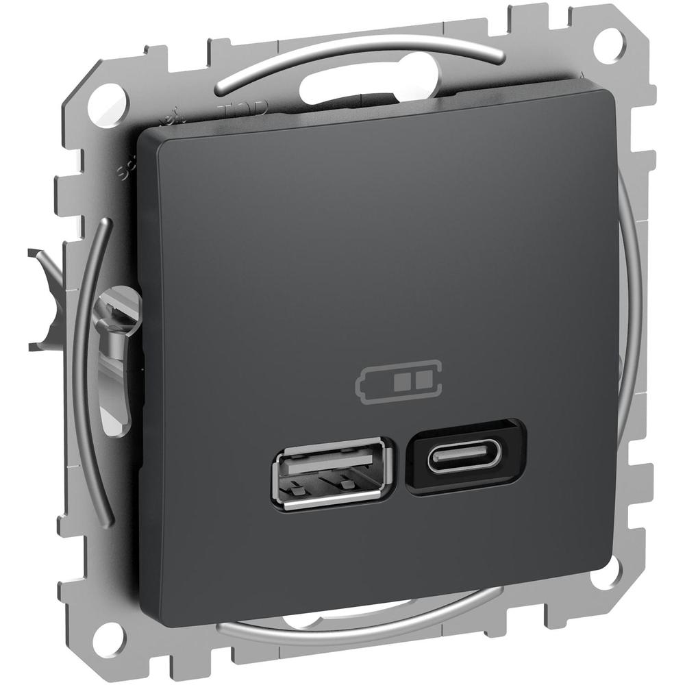 Sedna D/E - Dvojitá USB A+C rychlonabíječka 3A 45W, Antracit
