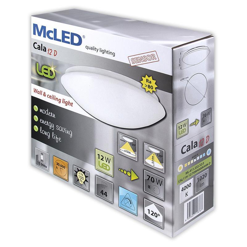 LED svítidlo Cala 12 D, 12 W, 4000 K, IP44, se senzorem