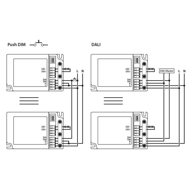 ML-419.035.32.0 DALI stmívatelný driver 40 W, PF 0,9, výstupní napětí DC6-58V, výstupní proud 700-1200 mA