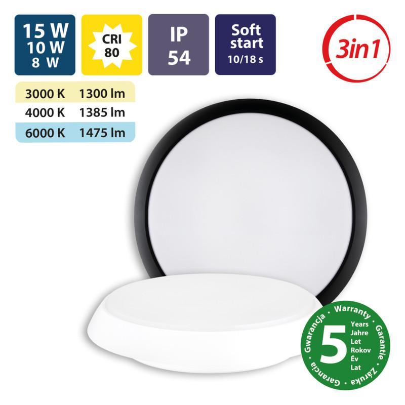 ML-411.015.91.0 LED svítidlo Safir 15, 15W, 3CCT (3000K, 4000K, 6000K), 150°, IP54