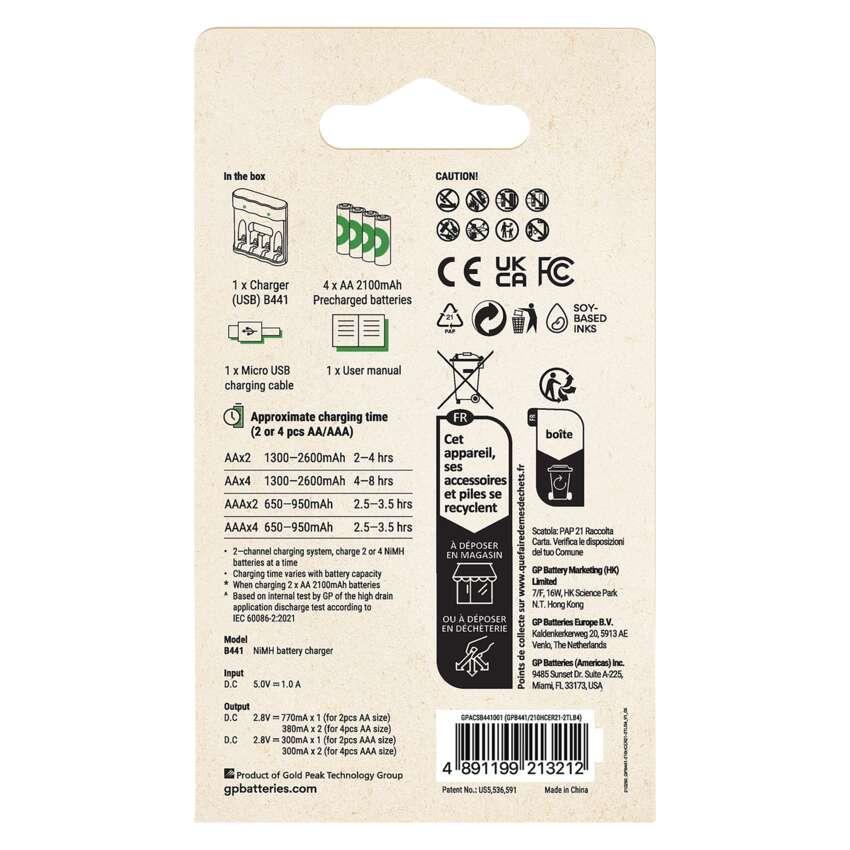 Nabíječka baterií GP Eco B441 + 4× AA REC 2100