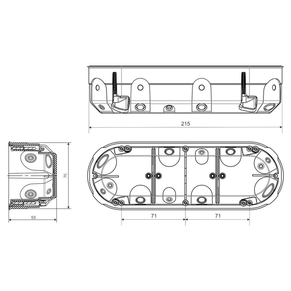 KPZ 68-50/3_PO KRABICE PŘÍSTR. PROTIPOŽ. (DO SÁDR./SV.ŠEDÁ UVNITŘ, GRAFITOVÁ VNĚ/PRŮCHODY-ORANŽOVÉ)