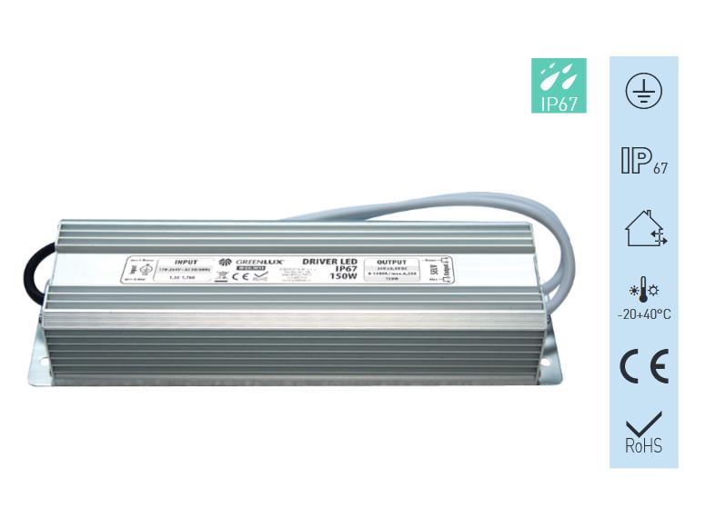 DRIVER LED 24V IP67 150W - LED driver vestavný GXLD031