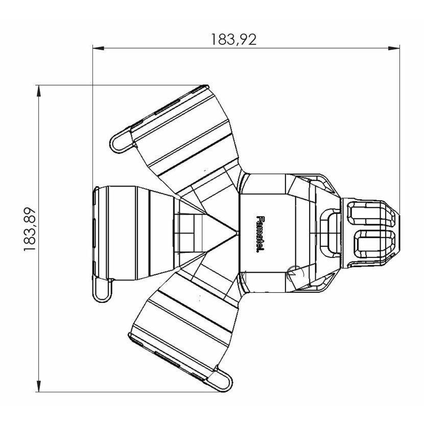 Adaptér trojnásobný 188F IP54/250V/16A - domovní, 3P svorka, černý, robustní - SOLID PRO