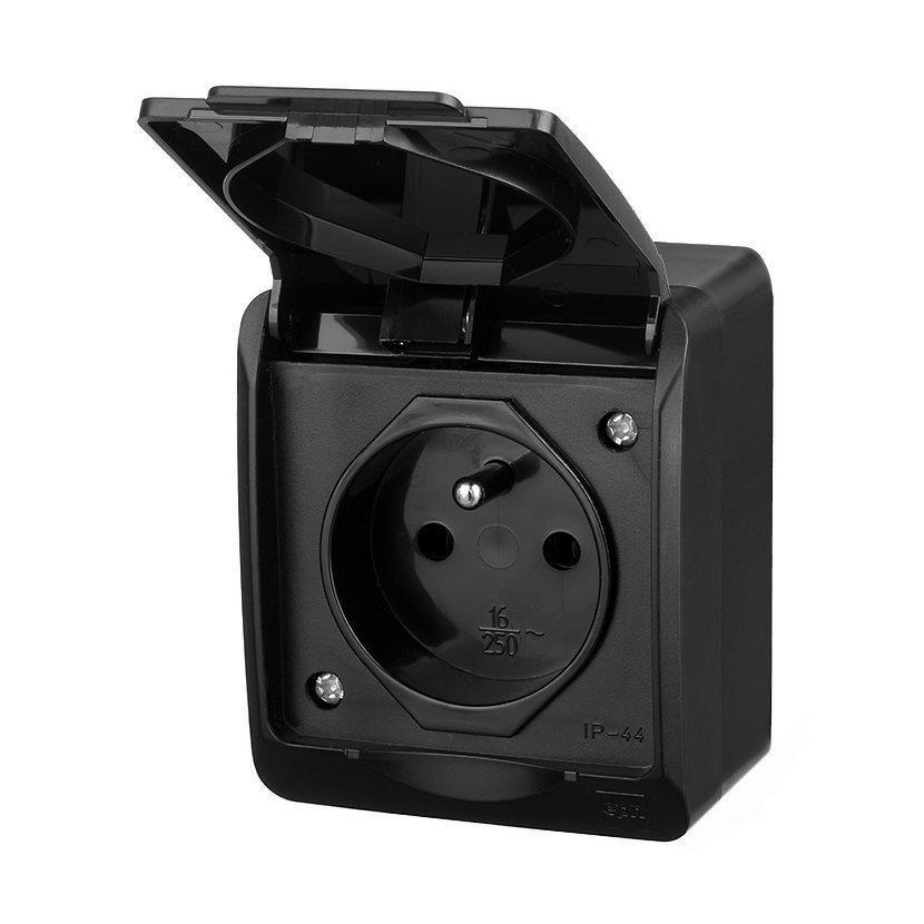GALATEA IP44 Zásuvka 2P+PE (černá)