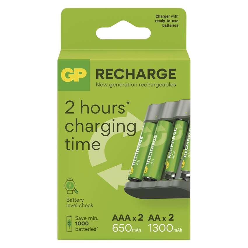B50449 Nabíječka baterií GP B441+ Recharge +2xAA 2100mAh +2xAAA 800mAh (1604844100)