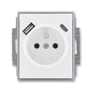 5569E-A32357 04 Zásuvka 1násobná s kolíkem, s clonkami, s nabíjením USB-A, USB-C (2CHE693257A4004)