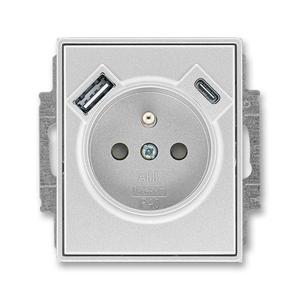 5569E-A32357 08 Zásuvka 1násobná s kolíkem, s clonkami, s nabíjením USB-A, USB-C (2CHE693257A4008)