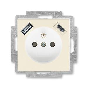 5569H-A32357 17 Zásuvka 1násobná s kolíkem, s clonkami, s nabíjením USB-A, USB-C (2CHH693257A4017)