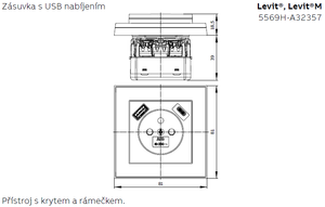 5569H-A32357 64 Zásuvka 1násobná s kolíkem, s clonkami, s nabíjením USB-A, USB-C (2CHH693257A4064)
