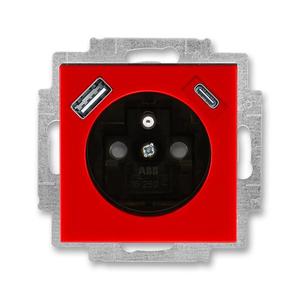 5569H-A32357 65 Zásuvka 1násobná s kolíkem, s clonkami, s nabíjením USB-A, USB-C (2CHH693257A4065)