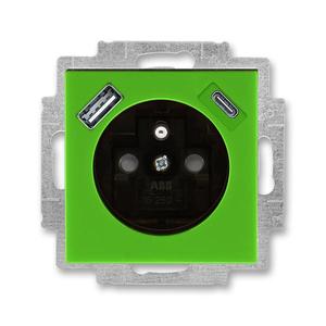 5569H-A32357 67 Zásuvka 1násobná s kolíkem, s clonkami, s nabíjením USB-A, USB-C (2CHH693257A4067)