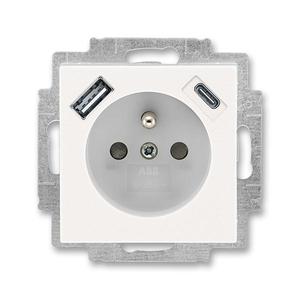 5569H-A32357 68 Zásuvka 1násobná s kolíkem, s clonkami, s nabíjením USB-A, USB-C (2CHH693257A4068)
