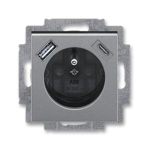 5569H-A32357 69 Zásuvka 1násobná s kolíkem, s clonkami, s nabíjením USB-A, USB-C (2CHH693257A4069)