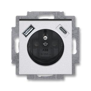 5569H-A32357 70 Zásuvka 1násobná s kolíkem, s clonkami, s nabíjením USB-A, USB-C (2CHH693257A4070)