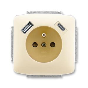 5569A-A32357 C Zásuvka 1násobná s kolíkem, s clonkami, s nabíjením USB-A, USB-C (2CHA693257A4511)