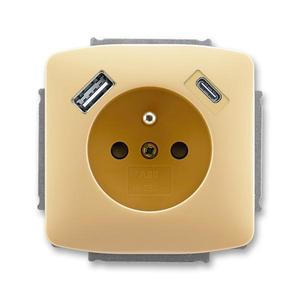5569A-A32357 D Zásuvka 1násobná s kolíkem, s clonkami, s nabíjením USB-A, USB-C (2CHA693257A4568)