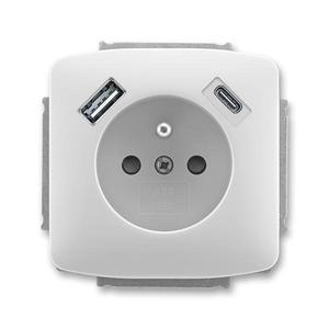 5569A-A32357 S Zásuvka 1násobná s kolíkem, s clonkami, s nabíjením USB-A, USB-C (2CHA693257A4517)