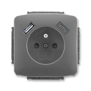 5569A-A32357 S2 Zásuvka 1násobná s kolíkem, s clonkami, s nabíjením USB-A, USB-C (2CHA693257A4507)