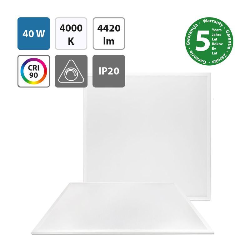 LED svítidlo Office 6060 UGR Backlit, 40W, 4000K, IP20, CRI90, bílá barva, bez driveru
