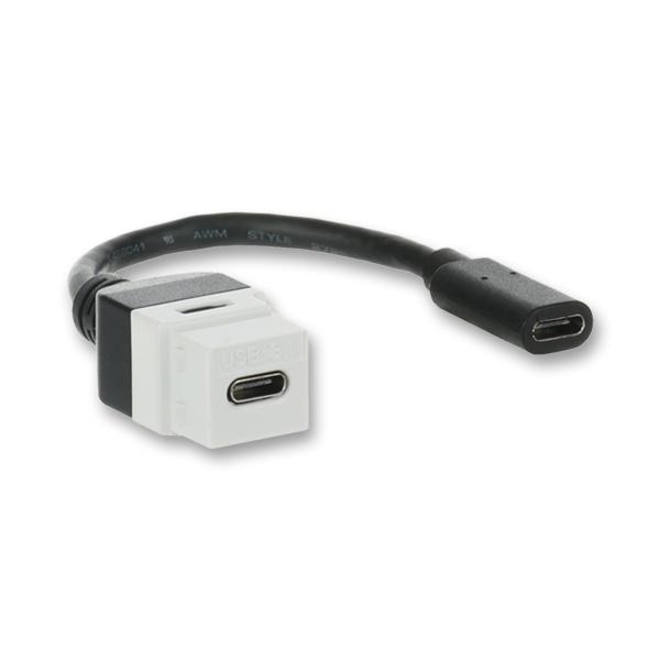 Zásuvka USB-C (keystone s kabelem), bílá