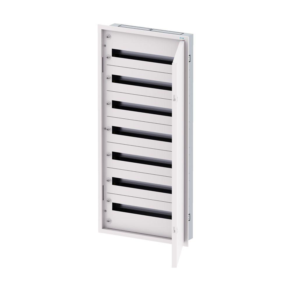 Rozvodnice třístupňová, POD omítku, bílé dveře, N/PE svorkovnice, Hl=125mm, 7 řad, 168 modulů