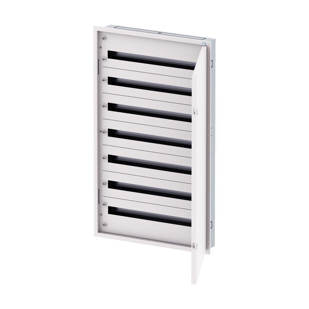 Rozvodnice třístupňová, POD omítku, bílé dveře, N/PE svorkovnice, Hl=125mm, 7 řad, 231 modulů