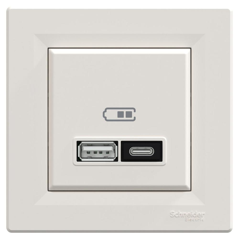USB A+C rychlonabíječka 21W krémová