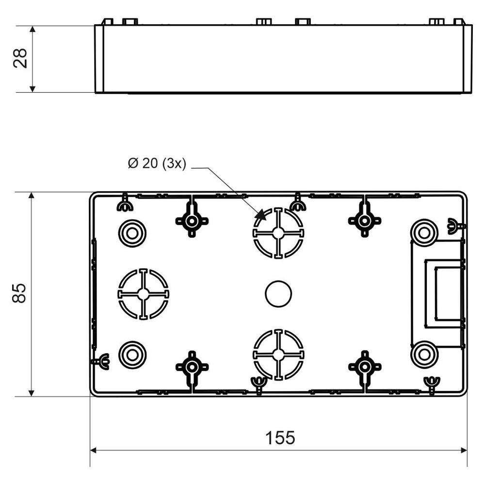 LK 85X28 ZNI/2 HF_HB Lištová krabice Zoni, dvojitá, vodorovná (SUPERBÍLÁ/RAL 9003)