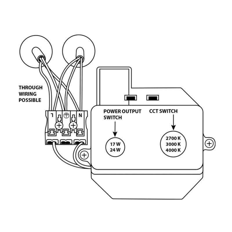 ML-411.238.32.0 LED svítidlo Inca 24, 24W, 3CCT (2700K, 3000K, 4000K), 120°, IP64, CRI90, s přep.výkonu 24W, 17W