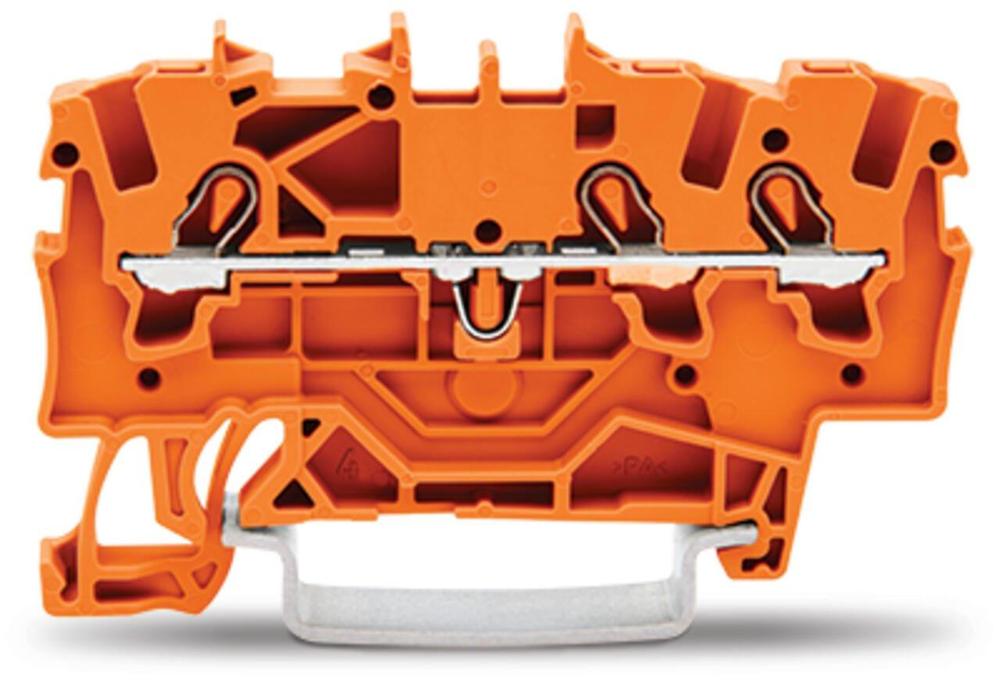 Řadová průchozí svorka Wago 3vodičová 1,5mm2 (oranžová)