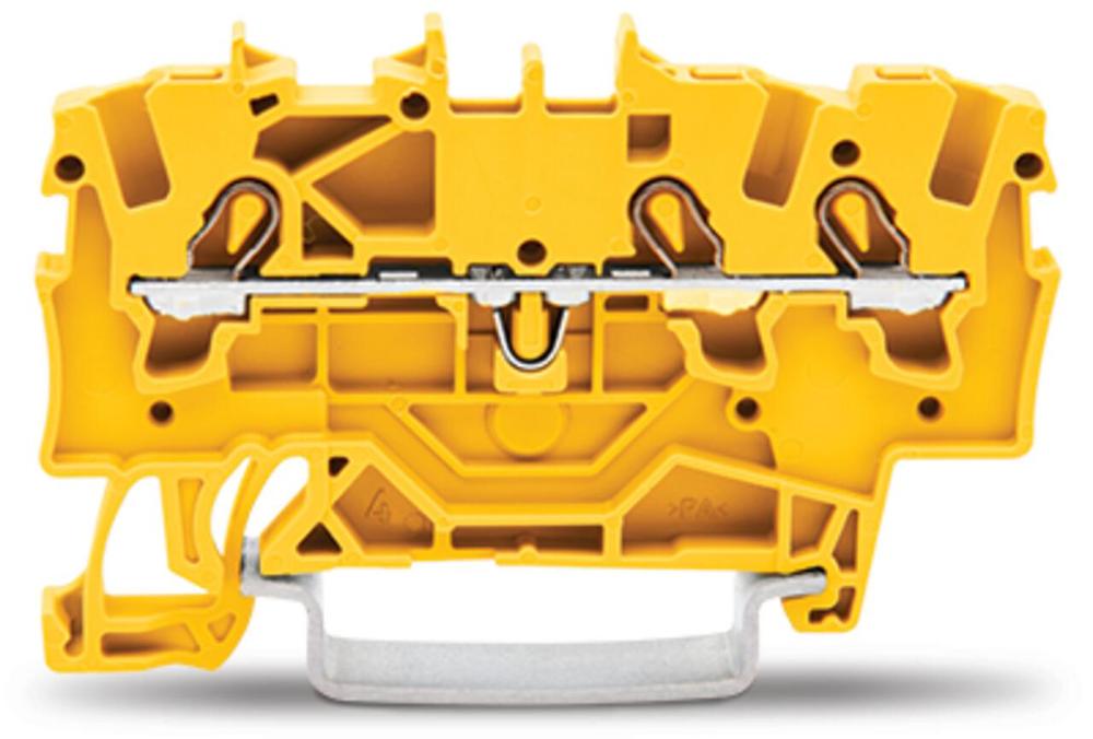 Řadová průchozí svorka Wago 3vodičová 1,5mm2 (žlutá)
