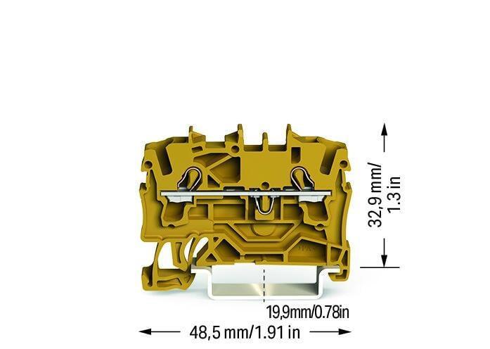 Řadová průchozí svorka Wago 2vodičová 2,5 mm2 (žlutá)
