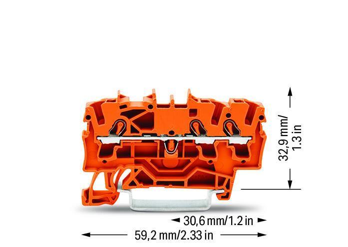 Řadová průchozí svorka Wago 3vodičová 2,5 mm2 (oranžová)
