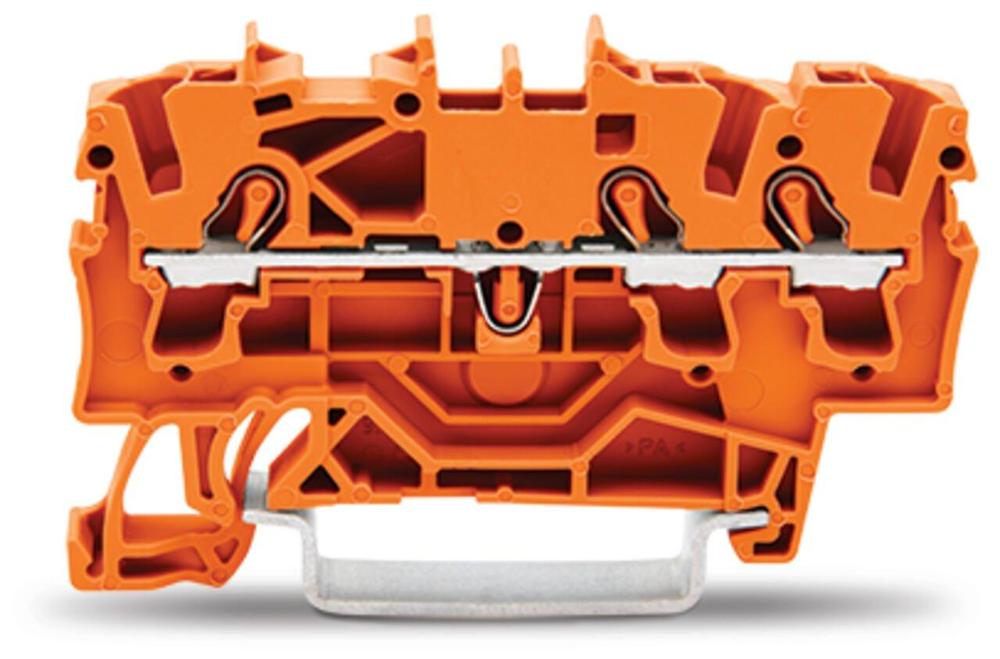 Řadová průchozí svorka Wago 3vodičová 2,5 mm2 (oranžová)