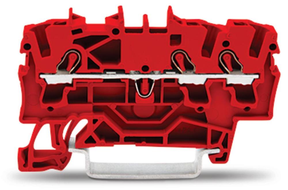 Řadová průchozí svorka Wago 3vodičová 2,5 mm2 (červená)