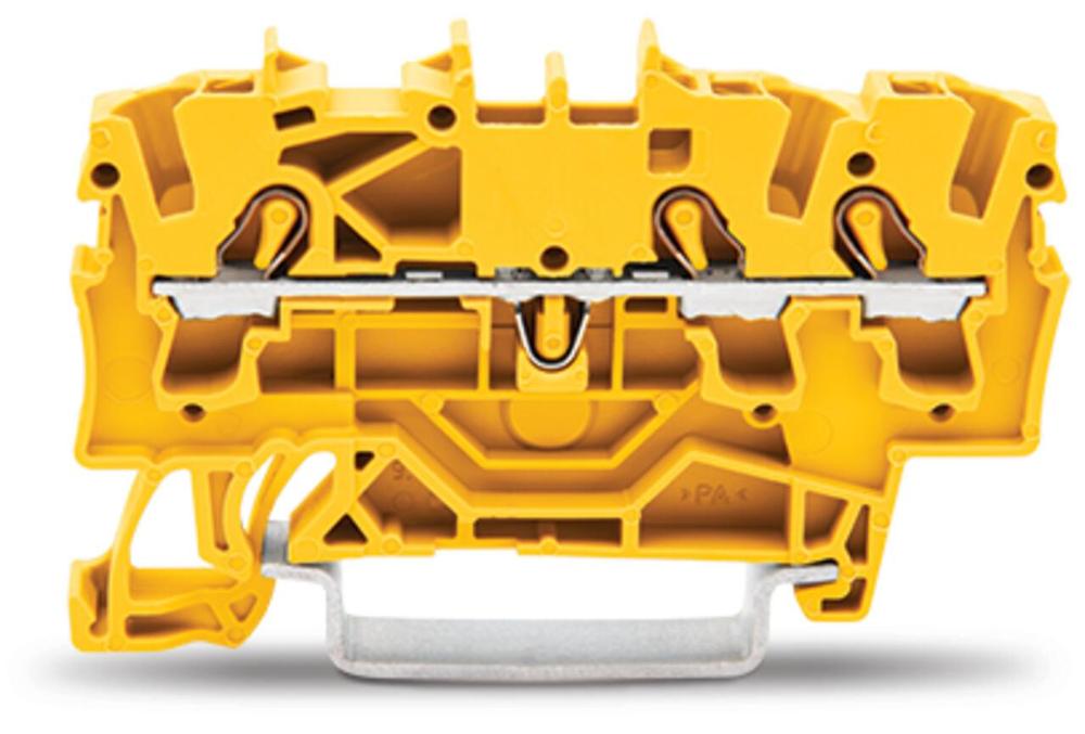 Řadová průchozí svorka Wago 3vodičová 2,5 mm2 (žlutá)