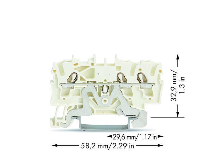 Řadová průchozí svorka Wago 3vodičová 2,5 mm2 stíněného vodiče (bílá)