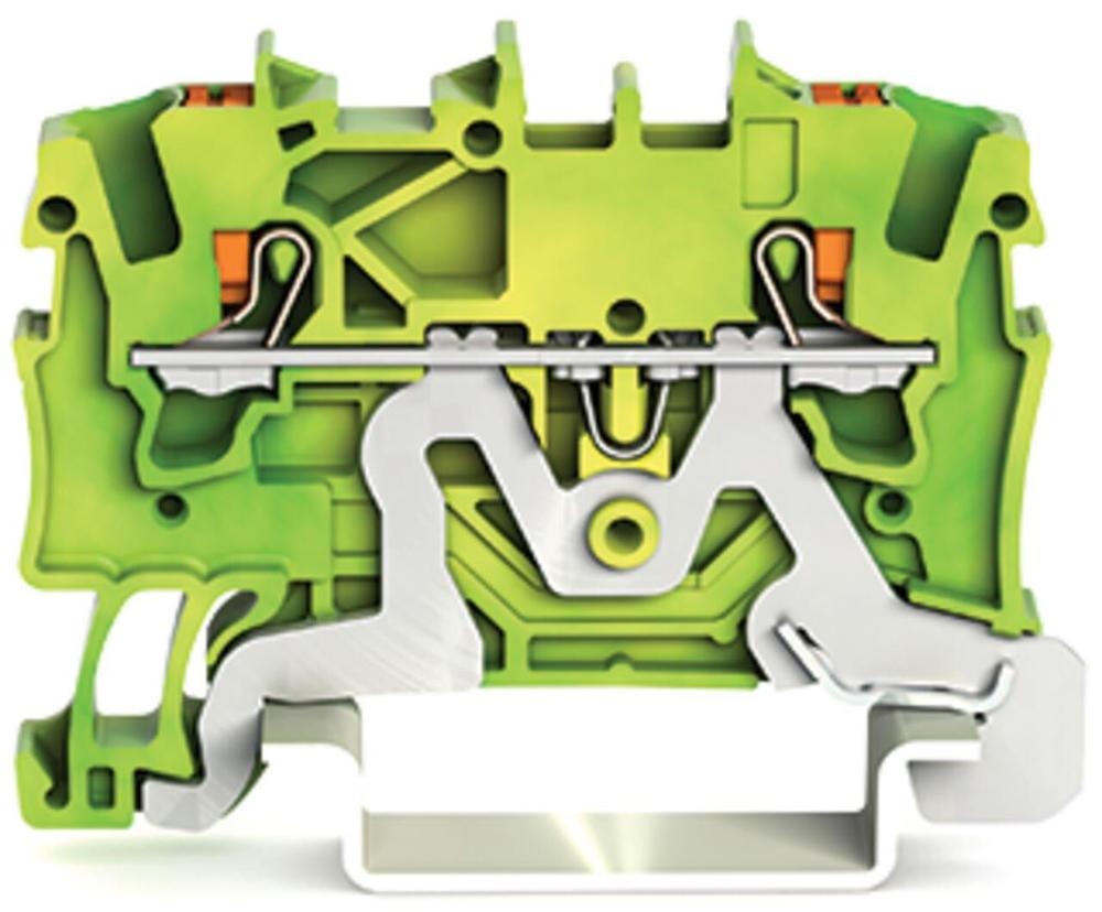 Řadová svorka 2x1,5 mm2 pro ochranný vodič (zeleno-žlutá) s ovlád. tlačítkem