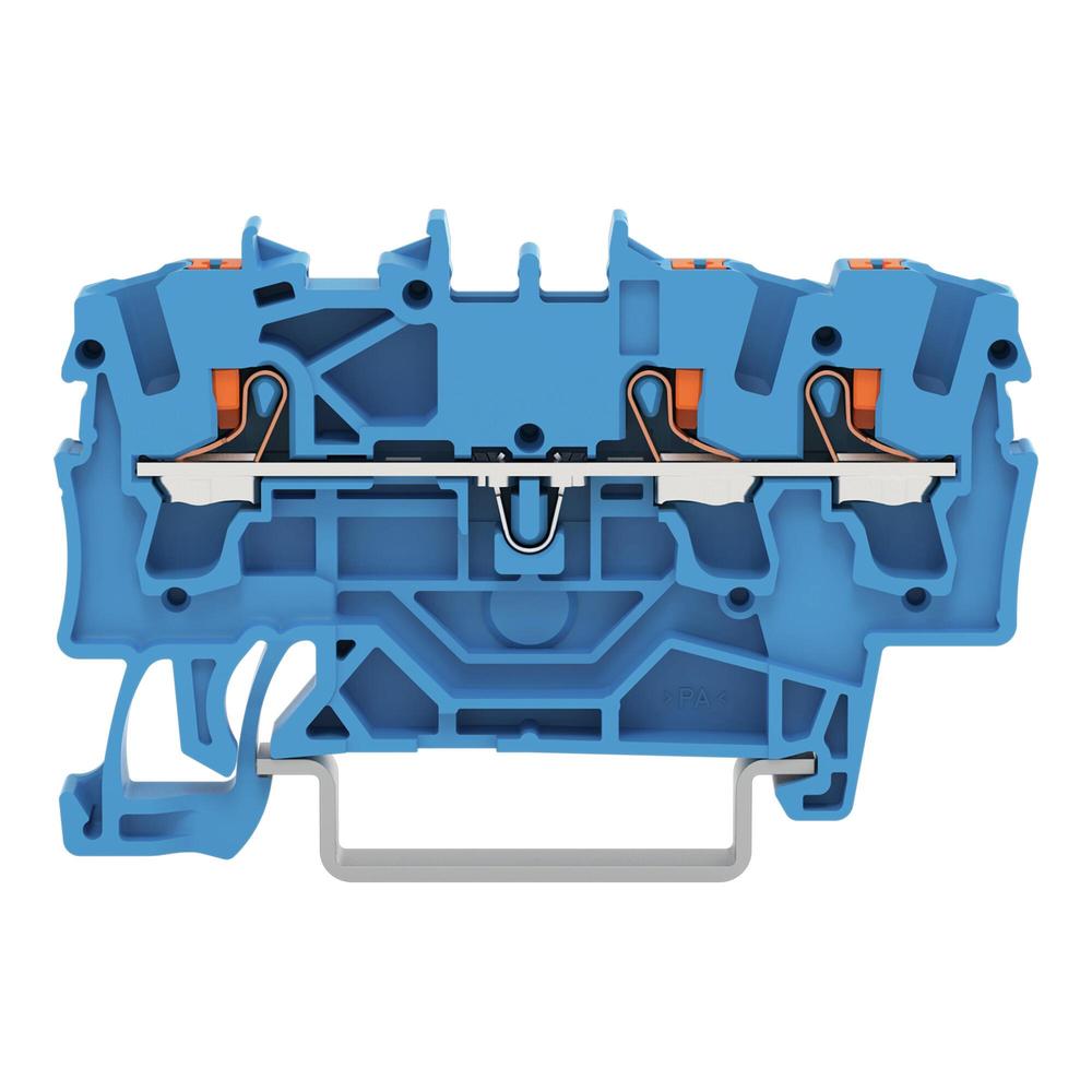 Řadová svorka 3x2,5 mm2 (modrá) s ovlád. tlačítkem